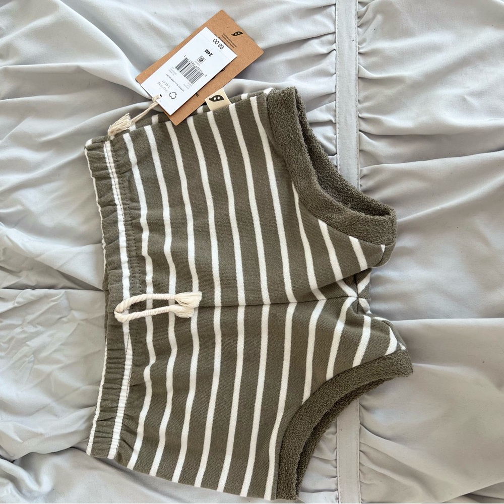 Striped Kids Shorts in Olive Green